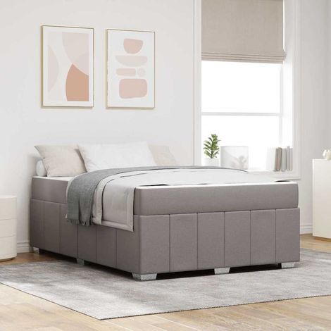 vidaXL Bettrahmen mit Matratze Taupe 140 x 200 cm Stoff (1/5)