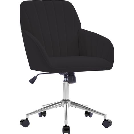 CHICFURN Sedia da ufficio ergonomica nera in velluto, regolabile in altezza, per smart working (1/5)
