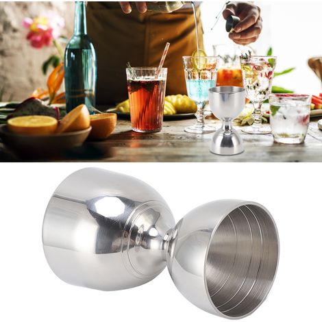 Tasse à mesurer en acier inoxydable, style indien, distributeur de vin, 30/60 ml, argent classique. (1/5)
