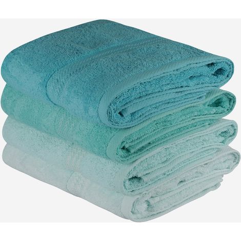 Lot de 4 serviettes de bain AUCUNE 70 x 140 cm Vert menthe dégradé Éponge (1/5)