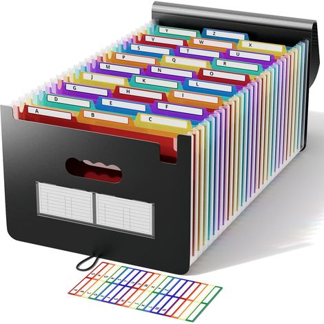 Trieur A4 26 Pochettes Range Document Valisette Organiseur Extensible Accordéon Onglets Couleur A-Z (1/5)