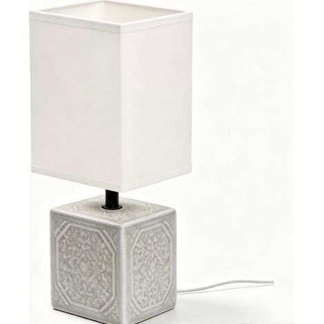 Lampe en Céramique Carrée – Douille E14, Design Géométrique Moderne, Élégance Sobre pour Décoration Intérieure Contemporaine (1/4)
