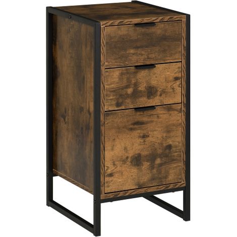Industrial 3-Drawer Chest of Drawers for Bedroom and Living Room,Rustic Brown Storage Unit with Metal Frame,Stylish and Functional Furniture