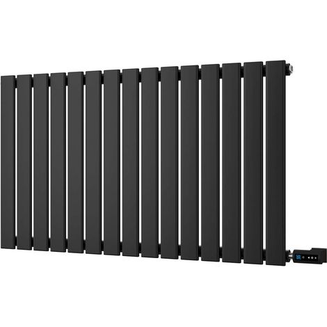 Typhoon - Black Horizontal Electric Radiator H600mm x W1020mm Single Panel 700w Thermostatic WIFI - Feet Included (1/2)
