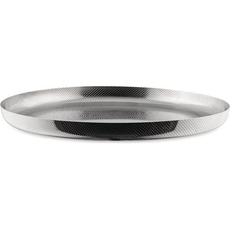 Alessi Extra Ordinary Texture JM14/35 T Vassoio Rotondo dal Design Minimale in Acciaio Inossidabile 18/10 con Decorazioni, Granulata in Rilievo, Ø 35 cm