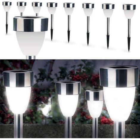 Lampe borne solaire led X8 forme tulipe blanche a099 (1/4)