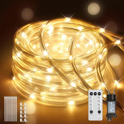 Tube lumineux à LED Extérieur, leds Tubes Lumière Lumineux Etanche Intérieure IP67 Guirlande LED Bande lumineuse pour jardin,fête,Noël,Clôture,Cour,Décoration éclairage (Blanc chaud, 10M + 5M) (1/5)