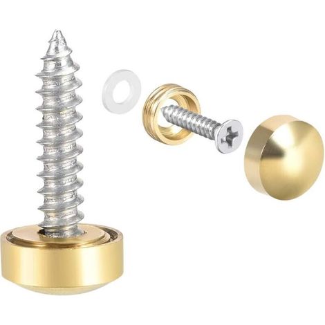 Bouchons à Vis Décoratifs en Or Poli   Lot de 8 Pièces, Diamètre 10 mm, Parfait pour Décoration et Miroirs