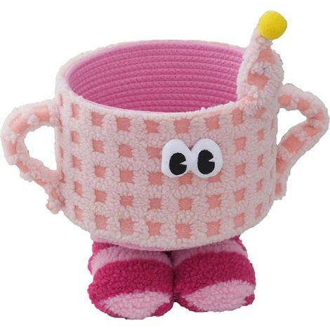 Panier de rangement tissé, panier de rangement à motifs, sac de rangement pour jouets et friandises, décoration mignonne pour la maison rose (1/5)