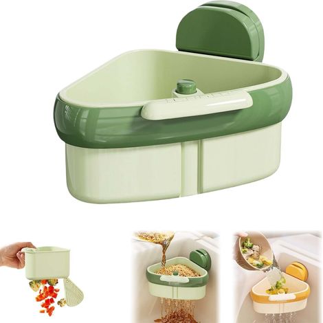 Étagère d'angle à ventouse pour évier, panier passoire d'évier, récupérateur de nourriture automatique à pression, panier suspendu pour évier de cuisine et salle de bain (FMY)