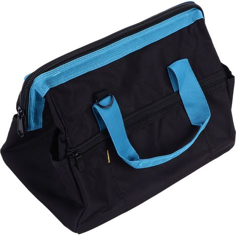 Sac à outils toile à ouverture large, poche de rangement avec bandoulière, pour électricien menuisier, 16 pouces (1/5)