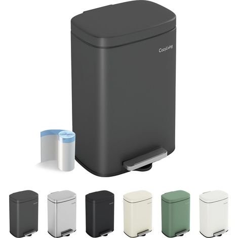 Pedal Kitchen Bin with Soft Close Lid, Step-On Trash Can with Inner Bucket 5L DARK GREY