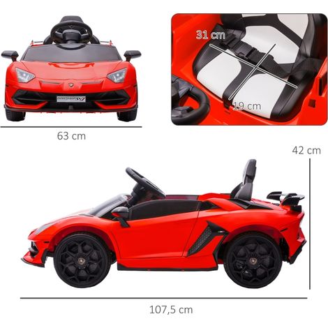 Voiture électrique pour enfants,Lamborghini Aventador immatriculée,portes ailes de mouette,musique,klaxon,depuis 3 à 5 ans,rouge
