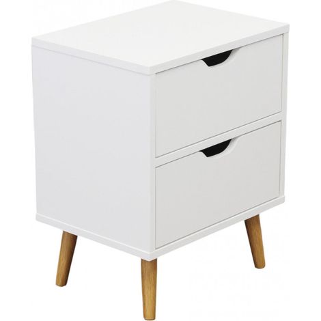Comodino bianco elegante in legno con cassetto portaoggetti per camera da letto