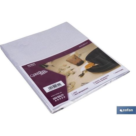 Nappe uni imperméable et antitache 140x250cm en vinyle et polyester gris (1/2)