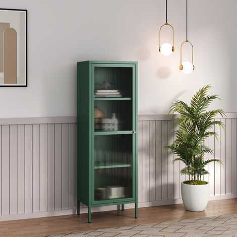 Armadio a Vetrata Säkylä con 4 Scomparti 150 x 50 x 35 cm in Acciaio - Verde Abete [en.casa] (1/5)