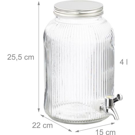 Distributore di bevande vintage festa in giardino 30 x 18,5 x 24 cm facile da servire in vetro trasparente 130016339