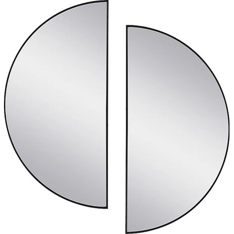 Lot de 2 miroirs demi-cercle design en métal - L.50 x H.100 cm - Noir - GAVRA (1/5)