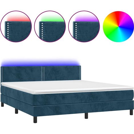 Maison Exclusive - Boxspringbett mit Matratze & LED Dunkelblau 16 (1/5)