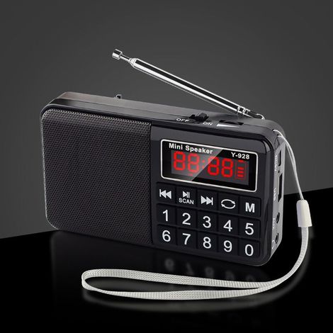 Radio portable FM/AM(MW)/SW/USB/Micro-SD/MP3 avec gros boutons et grand écran, rechargeable (1/4)