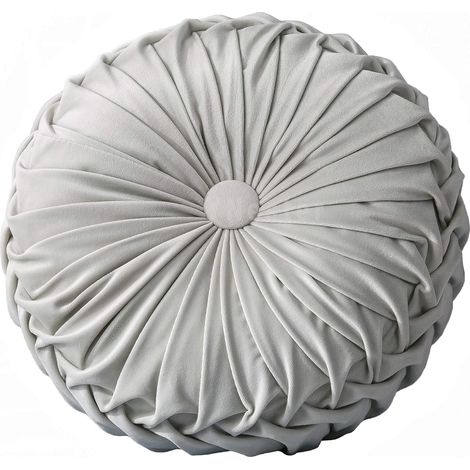 Coussin d'oreiller rond - Couleur unie Velours Chaise Canapé Citrouille Coussin Pliable Coussin Rond Décor À La Maison 35cm (1/2)