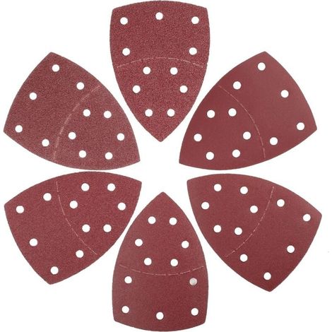 180 Pièces Papier Abrasif pour Ponceuse Triangulaire 105 x 152 mm, 11 Trous, Feuilles de Ponçage de Grain 40/60/80/120/180/240 en Oxyde d'Aluminium, Idéale pour Poncer/Polir-LIAIKI (1/5)