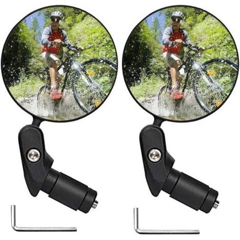 1 Paar Fahrradspiegel – 360° verstellbar – Für Lenker von 18 bis 22 cm – Weitwinkel-Konvex-Lenkerspiegel, Seitenspiegel mit 2 Schlüsseln – Für Fahrräder, Mountainbikes und Rennräder (1/5)