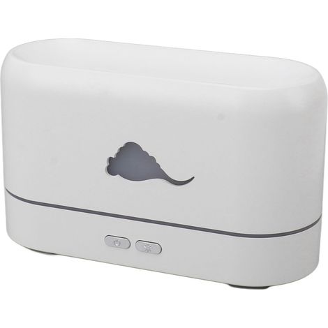 Humidificateur, diffuseur d'arômes, lumière à motif flamme, haut-parleur Bluetooth, décoration intérieure blanche (1/5)