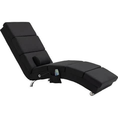 Fauteuil relax massant chauffant ergonomique avec télécommande 56x168x84 cm noir (1/5)