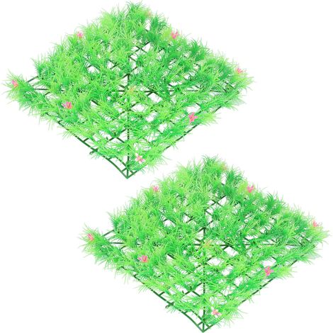 Lot de 2 morceaux de gazon artificiel imitation aiguilles de pin fines pour la décoration d'aquariums intérieurs et extérieurs, bassins à tortues, terrariums à poissons rouges. (1/5)