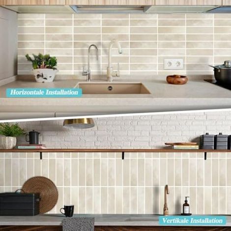 Stickers carrelage 3D, carrelage de cuisine plus épais, auto-adhésifs, lot de 10, carrelage mural auto-adhésif, carrelage de cuisine repositionnable, pour salle de bain, cuisine, décoration murale, im (1/3)