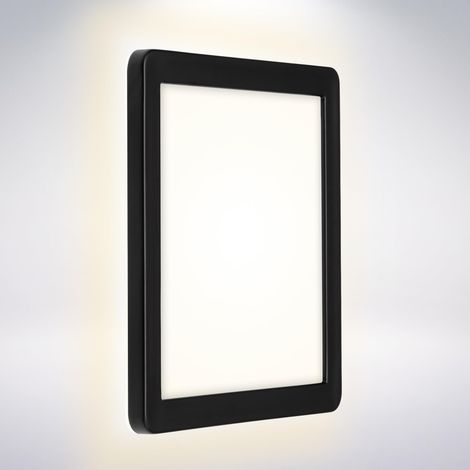 Éclairage extérieur LED, applique murale d'extérieure avec effet de rétro-éclairage, 8 Watt, 1.200 Lumen, 4.000 Kelvin, Blanc/Noir, Carré, 190x190x28mm (Lxlxh) (1/5)