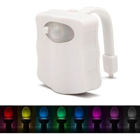 Veilleuse colorée pour toilettes avec détecteur de mouvement, éclairage de salle de bain automatique, éclairage de siège de toilette avec détecteur de mouvement, veilleuse, 8 couleurs changeantes