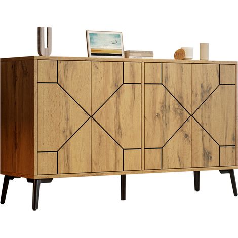 CHICFURN Aparador 120x35x69 cm de MDF color madera con 4 puertas para salón (1/5)