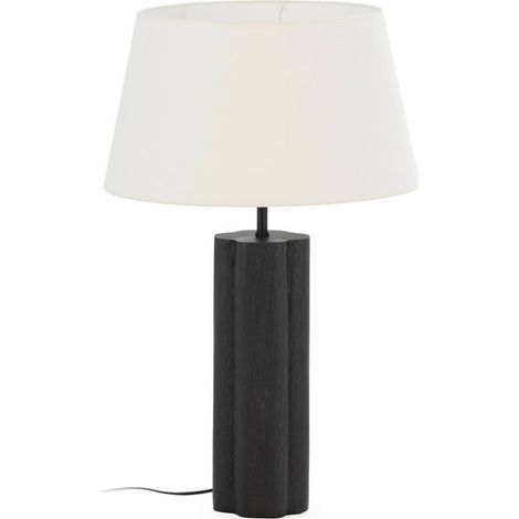 Lampe de table noire à pied texturé - noir et blanc (1/5)