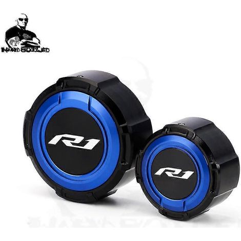 Für Yamaha R1 YZF R1 YZFR1 R1S 2009–2022 2023 Motorradzubehör: Bremsflüssigkeitsbehälterdeckel vorne/hinten – Blau