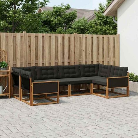 vidaXL Outdoor-Sofagarnitur mit Kissen 6 pcs Natürlich und Schwarz (1/5)