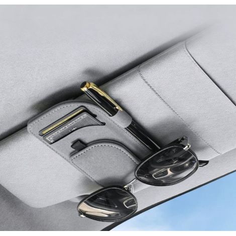 Organisateur de pare soleil pour voiture,porte cartes pour lunettes de soleil multipoches avec emplacement pour stylo,organisateur de rangement pour lunettes de soleil d'intérieur automobile,taille un (1/5)