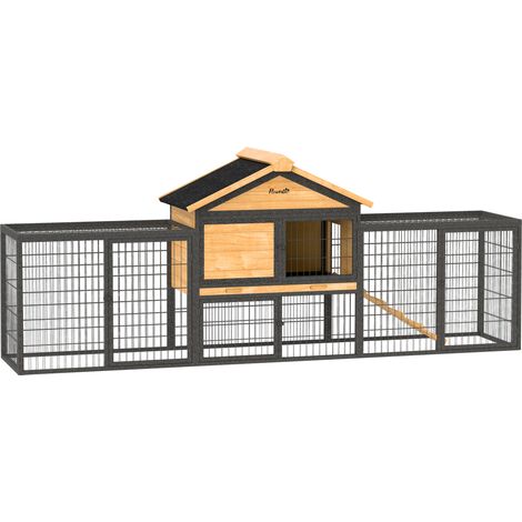 PawHut Rabbit Hutch, Guinea Pig Hutch Outdoor with Steel Run, Tray, Ramp (1/5)
