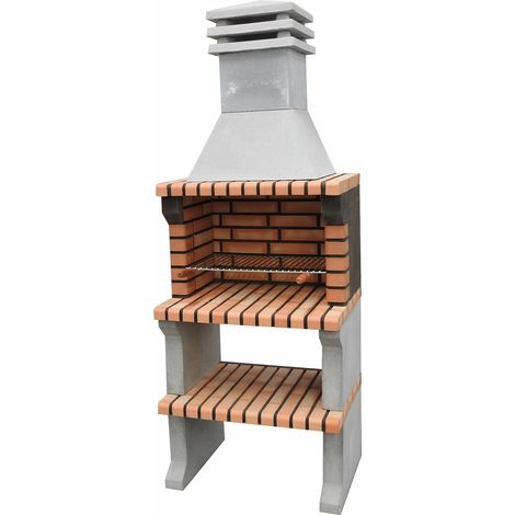 Barbecue en béton réfractaire Liz XL – Compact 76x58x210 cm – Grille galvanisée 61x35 cm pour bois et charbon – Cuisine extérieure jardin terrasse – Movelar (1/2)