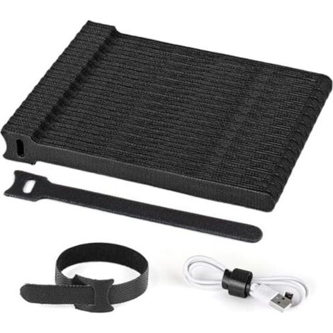 Lot de 100 Attache Cable Réutilisables, 150mmX12mm Serre Scratch réglables, Sangle pour Management Bureau PC Télévision Cordons D'organisation et Plantes (Noires) - 100pcs15 cm (1/5)