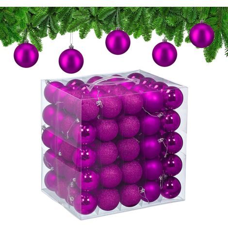 Juego de 100 adornos navideños para árbol de Navidad, con acabados variados