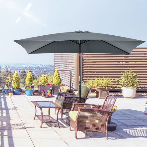 Rechteckiger, neigbarer Sonnenschirm, Aluminium und hochdichtes Polyester, 3 x 2 m, dunkelgrau