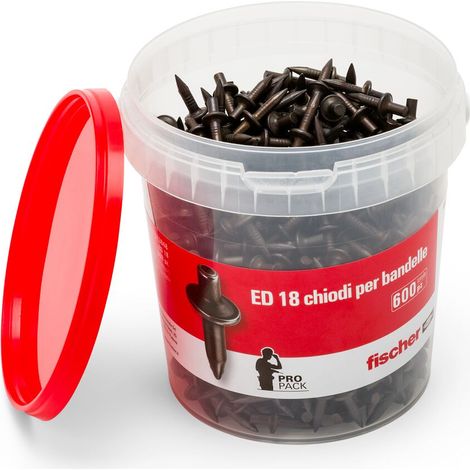 FISCHER 600 Chiodi a percussione ED 18 in barattolo (600 Pz.) codice prod: 513848 (1/3)