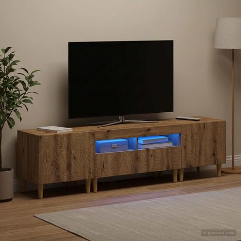 vidaXL Conjunto de 3 Muebles para TV con LED DELFT Roble artisan (1/5)
