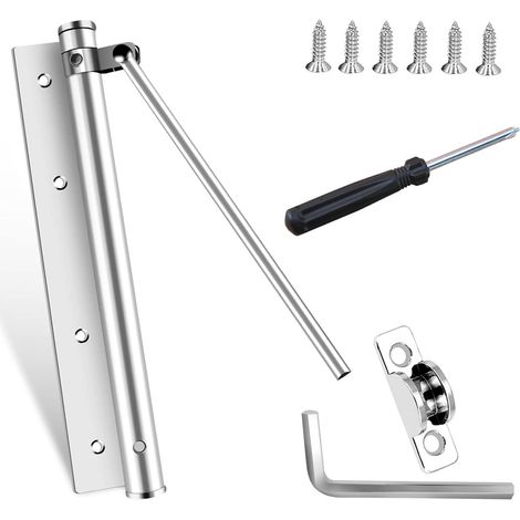 1 - Ferme Porte Automatique - Acier Inoxydable - Réglable Vitesse Et Force - Pour Portes Intérieures Extérieures Bois Métal - Argent - 20x5x4cm