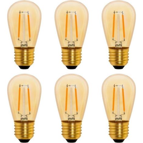 S14 Ampoule LED à Filament Vintage E27, 1W Amber Edison Remplacement 10W Incandescence, Non Dimmable, Blanc Chaud 2200K, AC 220V, Lot de 6 (1/5)
