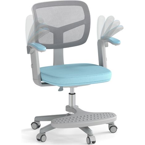 Sedia da studio con altezza regolabile da computer in rete, Sedia da scrivania per bambini ruote universali Blu (1/4)