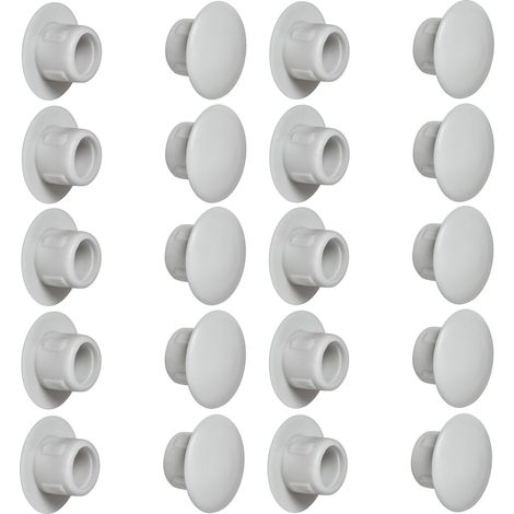 20x cache trou bouchon plastique 8mm gris clair RAL 7035 capuchon protection meuble