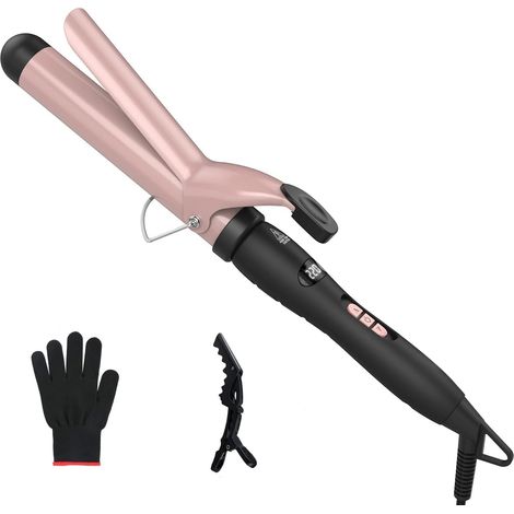 Pretfy 1.25 pouces fer à friser cheveux bigoudi température réglable LCD affichage de la température outil de coiffure Anti-brûlure arrêt automatique (1/5)